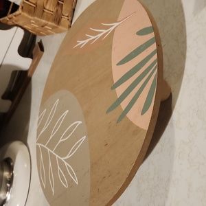 Floral boho round footed decorative tray